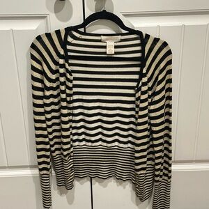Mainbocher Black and Gold Striped Cardigan Sweater